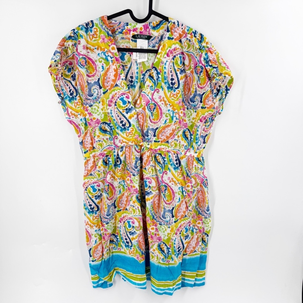 ✅ Ralph Lauren Size LARGE Womens Swimsuit Cover Up Abstract Paisley Pattern
